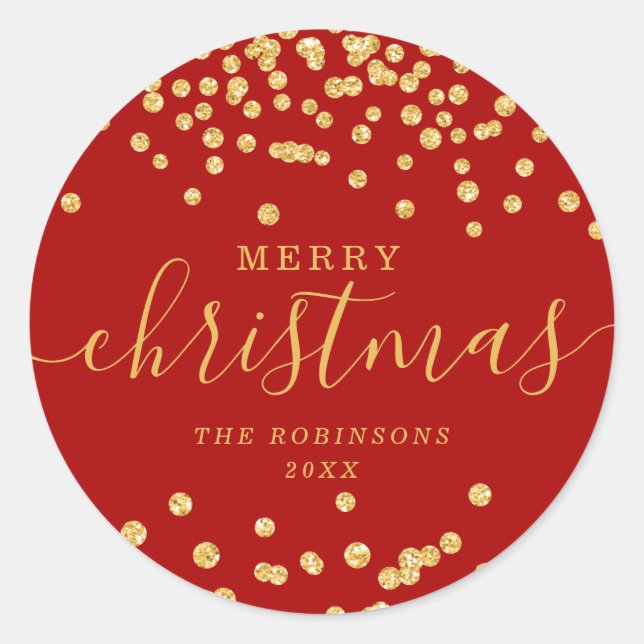 Adesivo Dourado Natal Glitter Confetti Vermelho (Frente)