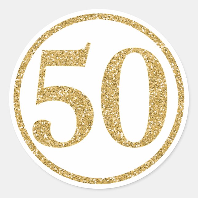 Adesivo Dourado número 50 em círculo (Frente)