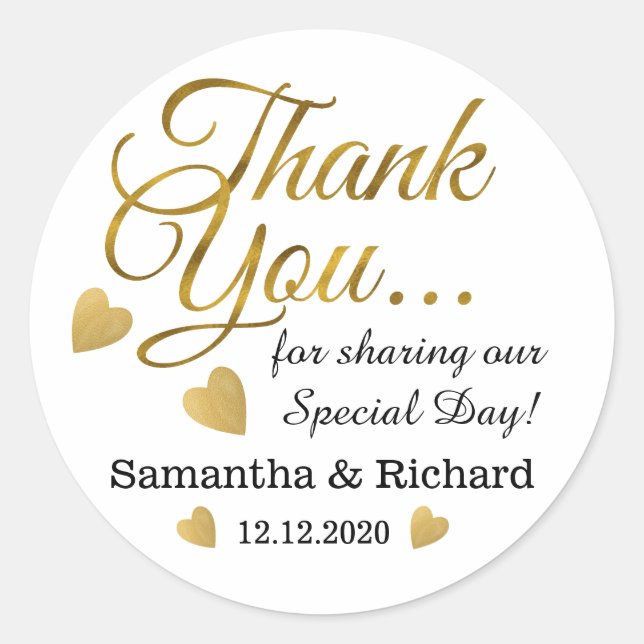 Adesivo Dourado Obrigado pelo Favor do Casamento (Frente)