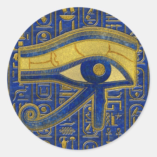 Adesivo Dourado Olho Egípcio de Horus - Wadjet Lapis Lazul (Frente)
