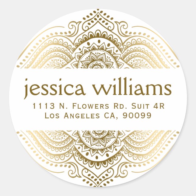 Adesivo Dourado Paisley Floral Design 2 (Frente)