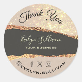 Adesivo Dourado papel no Shimmer Preto Obrigado