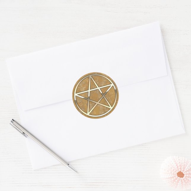 Adesivo Dourado Pentáculo Metálico (Envelope)