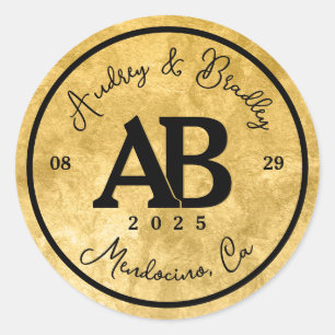 Adesivo Dourado Preto 2 - Letra Monograma Casado