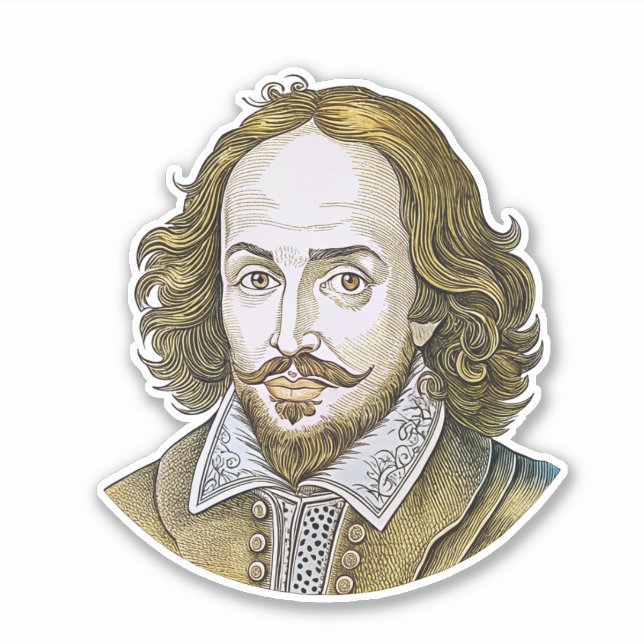 Adesivo Dourado retrato de William Shakespeare (Frente)