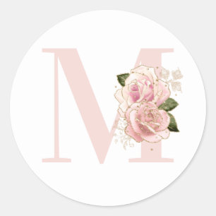Adesivo Dourado Rosa Brilho Floral Monograma Feminina