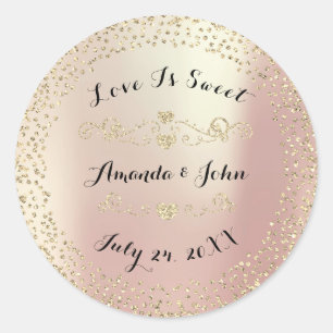 Adesivo Dourado Rosa Glitter Salve a data em que o amor é 