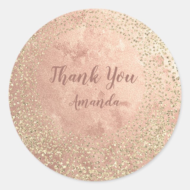 Adesivo Dourado Rosa Glitter Skinny Blush Lux Nome Obrigad (Frente)