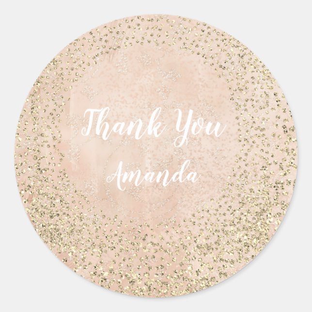 Adesivo Dourado Rosa Glitter Skinny Peach Lux Nome Obrigad (Frente)