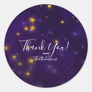 Adesivo Dourado Roxo Estrelas Brilhantes Favor de Festa
