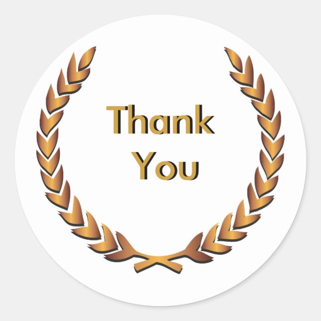 Adesivo Dourado Russo Laurel Wreath Obrigado (Frente)