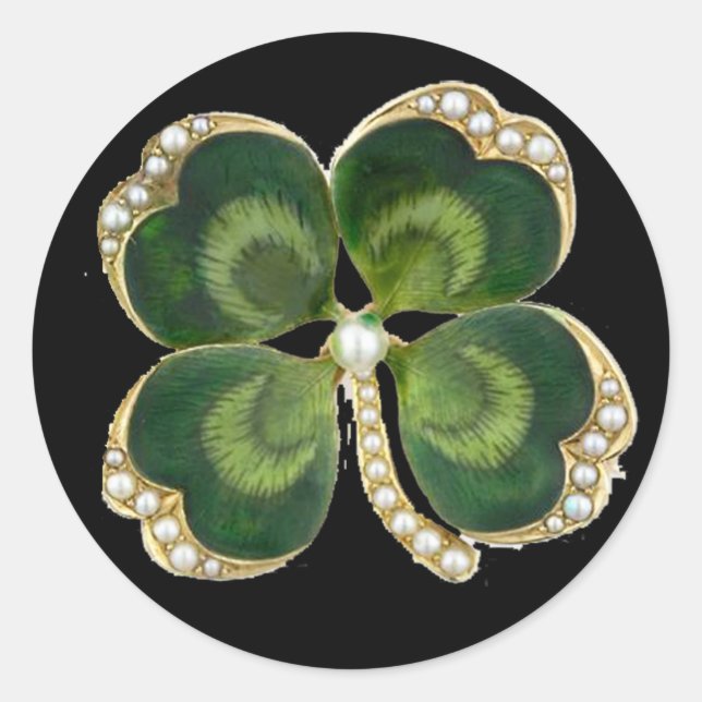 Adesivo Dourado Saint Patrick Shamrock Jewel com Pérolas (Frente)