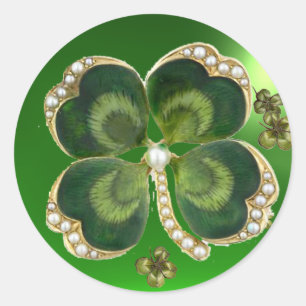 Adesivo Dourado Saint Patrick Shamrock Jewel com Pérolas