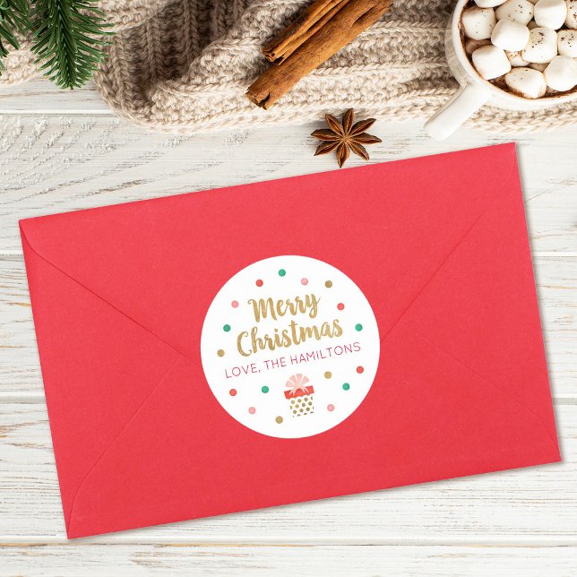 Adesivo Dourado Script Feliz Natal (A cute Merry Christmas sticker, great for gifts and envelope seals)