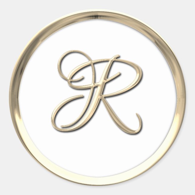 Adesivo Dourado Script Monograma Inicial R em qualquer cor (Frente)
