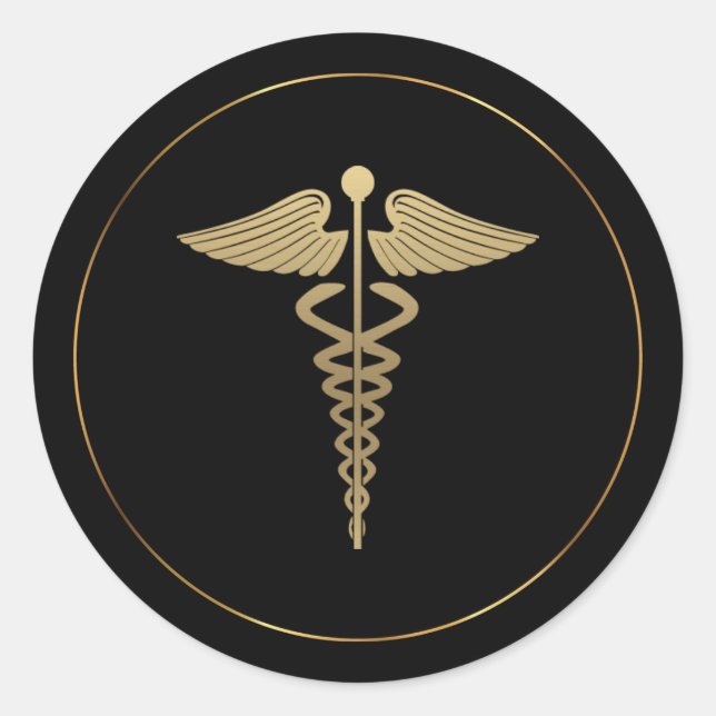 Adesivo Dourado símbolo Caduceus (Frente)