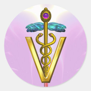 Adesivo DOURADO SÍMBOLO VETERINÁRIO CADUEUS Cor-de-rosa br