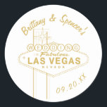 Adesivo Dourado Sinal de Las Vegas Casamento<br><div class="desc">Personalize a cor e as fontes,  bem como a cor do gráfico. Ilustração vetorial de Becky Nimoy</div>