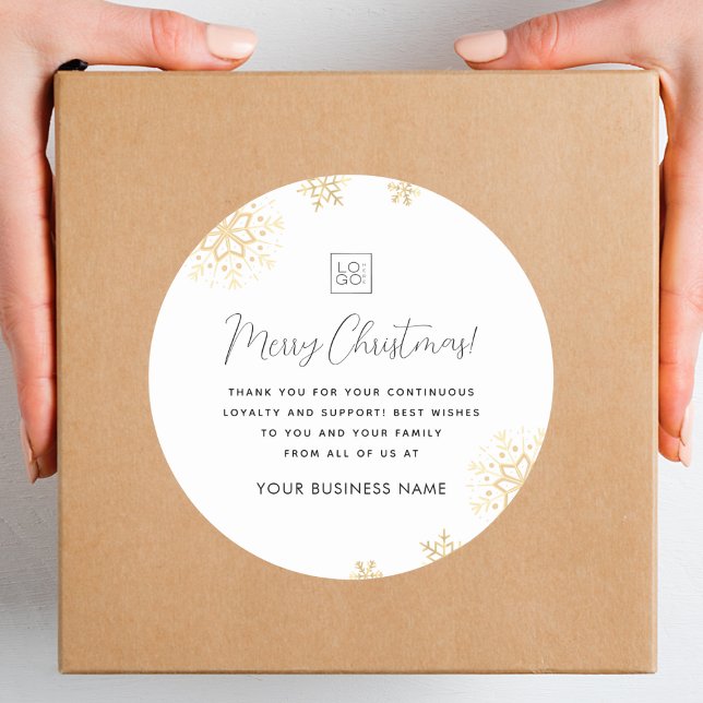 Adesivo Dourado Snowflakes Xmas Empresa de Logotipo Comerc (Criador carregado)