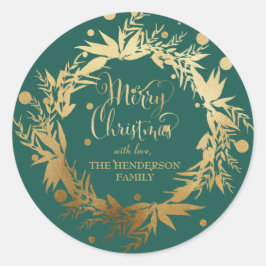 Adesivo Dourado Teal Verde Natal Eucalyptus Wreath