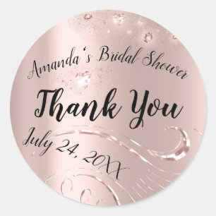 Adesivo Dourado Traços De Rosa Obrigado Chá de panela