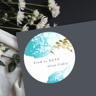 Adesivo Dourado Verde Água Peixe  Louco Por Pesca