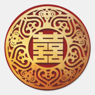 Adesivo dourado vermelho chinês felicidade dupla vindos do