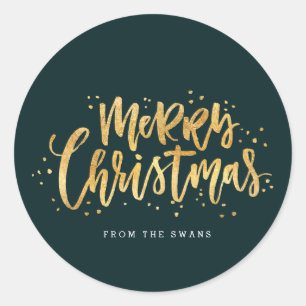 Adesivo Dourado Vinheta de Natal Merry