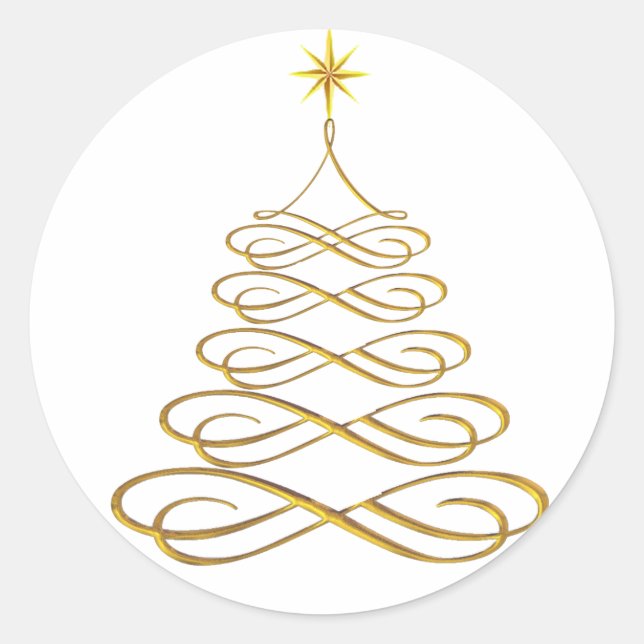 Adesivo Dourado Vinhetas de Árvore de Natal Estilizadas (Frente)