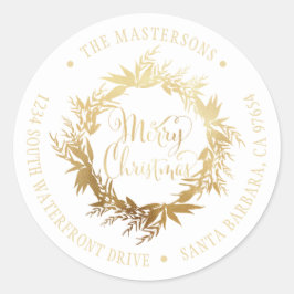 Adesivo Dourado White Felry Christmas Wreath Return Endere