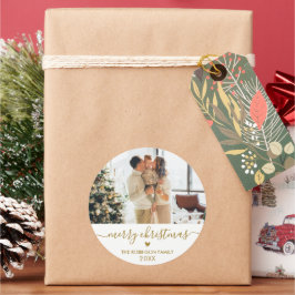 Adesivo Dourado White Script Family Foto Feliz Natal