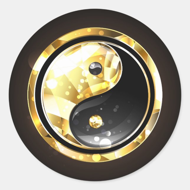 Adesivo Dourado Yin Yang a preto (Frente)