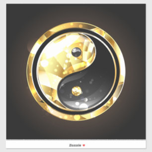 Adesivo Dourado Yin Yang a preto