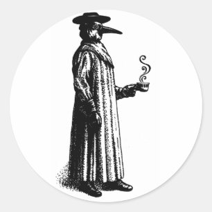 Adesivo Doutor do praga com um Cuppa quente