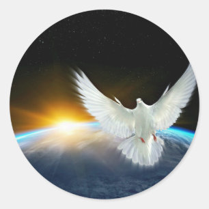 Adesivo Dove of Peace over Planet Earth Sunrise
