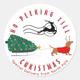 Adesivo Doxie Feliz e Bright Dachshund Natal