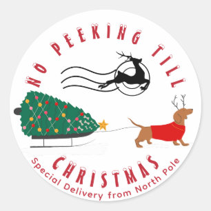 Adesivo Doxie Feliz e Bright Dachshund Natal