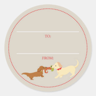Adesivo Doxie Tug-of-War Natal Gift Tag