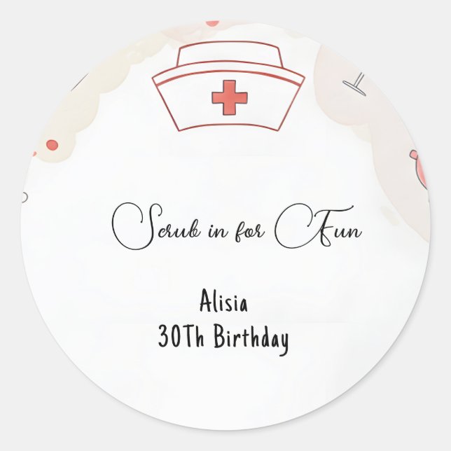 Adesivo Dr. Heart Registered Nurse Rn aniversário de 30 an (Frente)