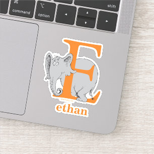 Adesivo Dr. Seuss ABC: Carta E - Branco   Adicione seu nom