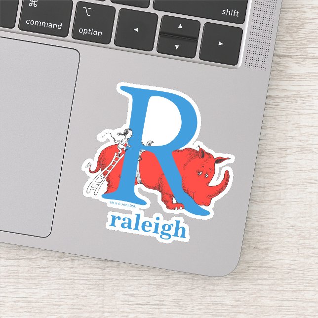 Adesivo Dr. Seuss ABC: Carta R - Branco | Adicione seu nom (Detalhe)