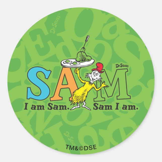 Adesivo Dr. Seuss | Eu sou Sam. Sam eu sou. (Frente)