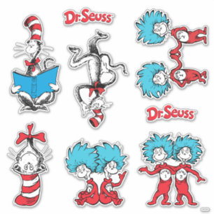 Adesivo Dr. Seuss Gato no Chapéu e Coisa Um