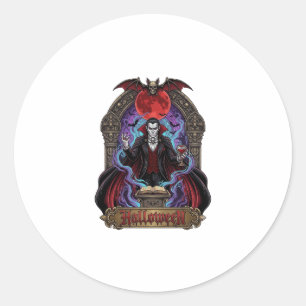 Adesivo Drácula de Halloween Lua Vermelha Morcegos Caveira