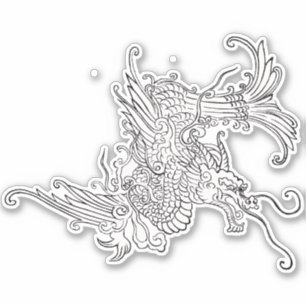 Adesivo Dragão Antoítico Japonês Negro e Branco