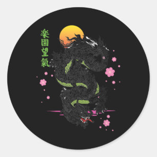 Adesivo Dragão Asiático Kanji Sakura Ae