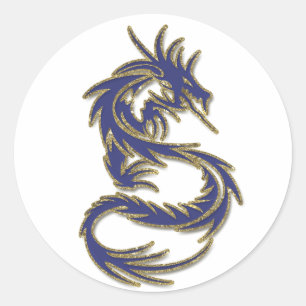 Adesivo Dragão azul e Dourado do tatuagem