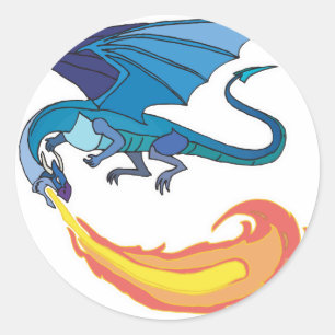 Adesivo dragão azul soprando fogo