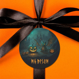 Adesivo Dragão Bonito do Halloween com Nome Assustador