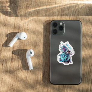 Adesivo Dragão branco-de-cor-de-rosa